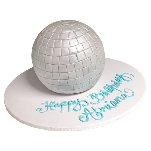 3D round white cake