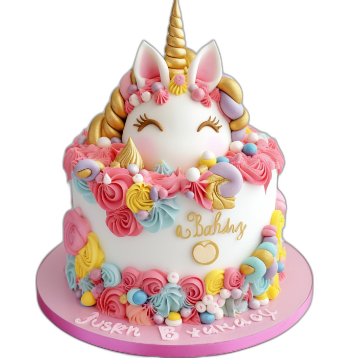 Indulge in a slice of magic with this enchanting unicorn cake